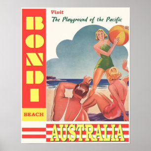 Póster Bondi Beach Australia Retro Travel