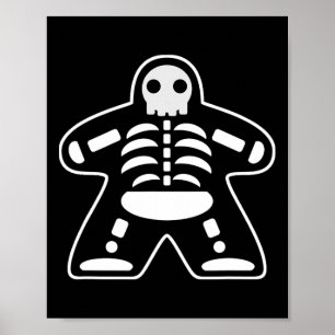 Póster Bone Meeple Skeleton Halloween Board Gamer Gift