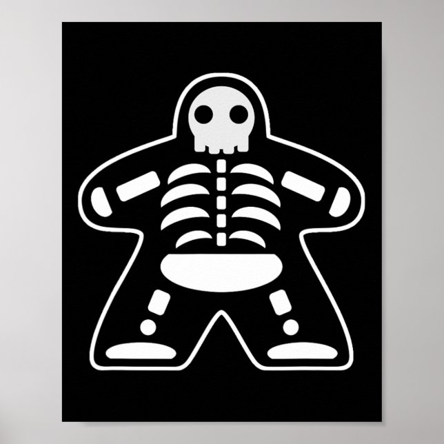 Póster Bone Meeple Skeleton Halloween Board Gamer Gift (Frente)
