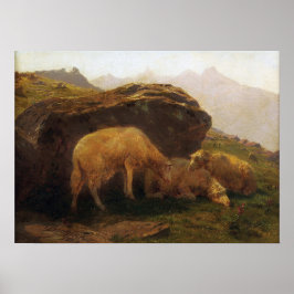Póster Bonheur - Oveja En Una Colina