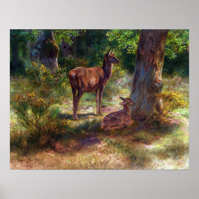 Póster Bonheur - Venado Y Bestias En Madera (Frente)
