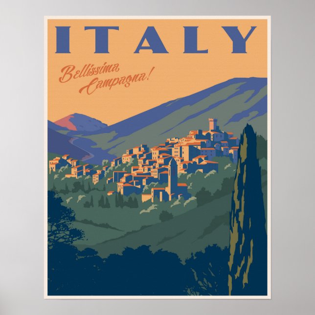 Póster Bonita campiña italiana (Frente)