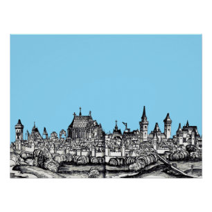 Póster Bonita ciudad en Francia en el mar Mediterráneo