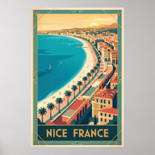 Póster Bonita ilustración vintage de Negresco Riviera en