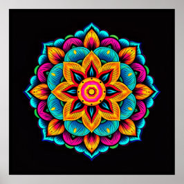 Póster Bonita Mandala de color