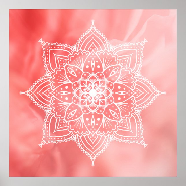 Póster Bonita Mandala de fondo rosa (Frente)
