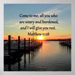 PÓSTER BONITA MATTHEW 11:28 SUNSET SCRIPTURE