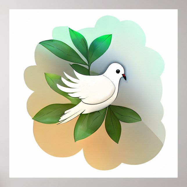 Póster Bonita paloma blanca (Frente)