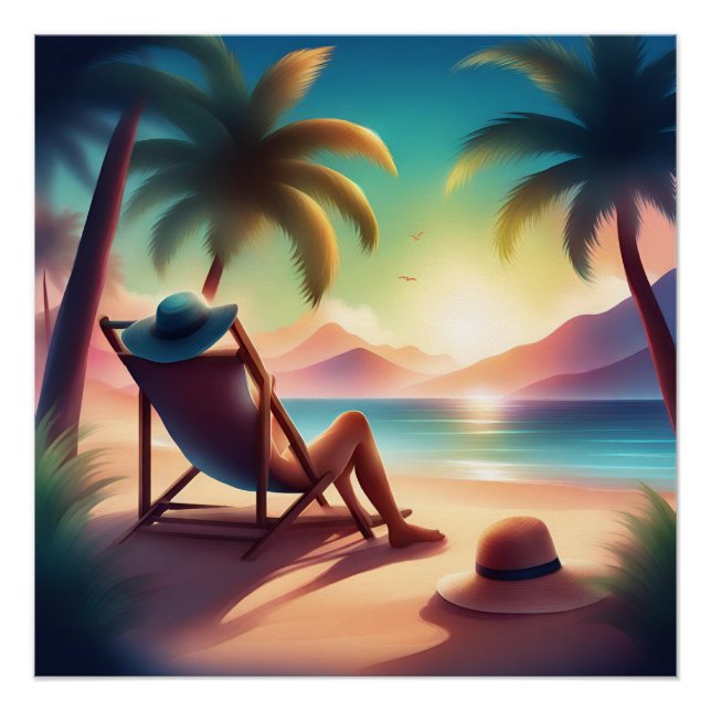 Póster bonita playa (Anverso)