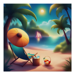 Póster bonita playa