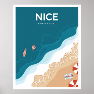 Póster Bonita playa de Riviera Francesa