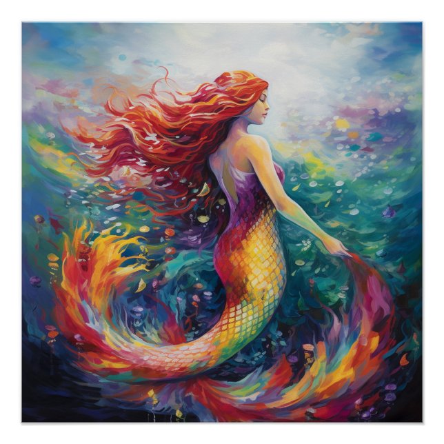 Póster Bonita postal de Sirena (Anverso)
