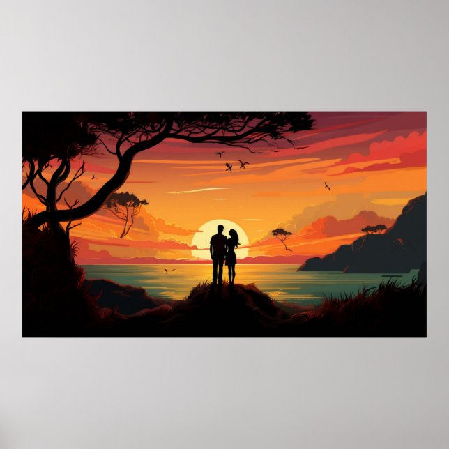 Póster Bonita puesta de sol (Frente)