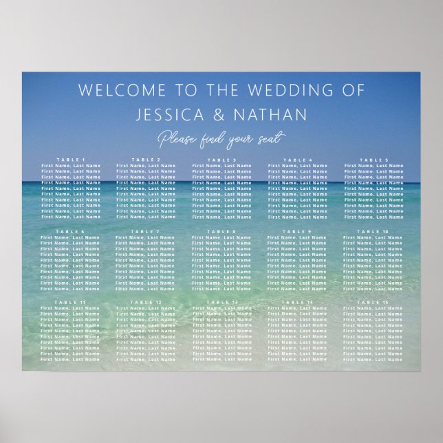Póster Bonita tabla de asientos para Bodas de fotografía  (Frente)