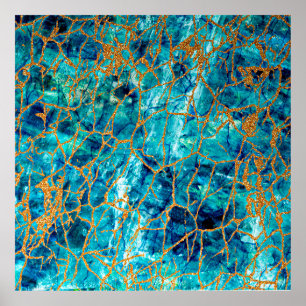 Póster Bonita textura de lujo de mármol azul con oro.