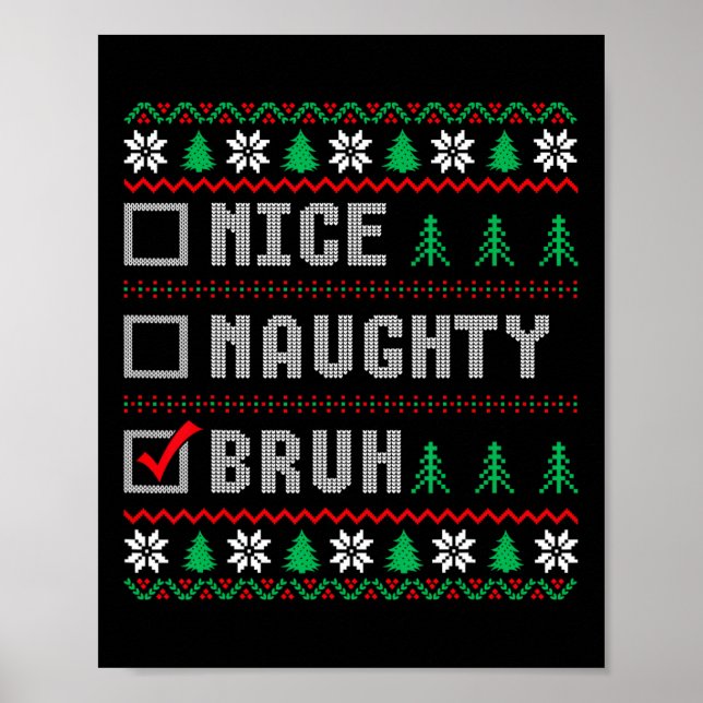 Póster Bonita y mala Navidad para las mujeres hombres fea (Frente)