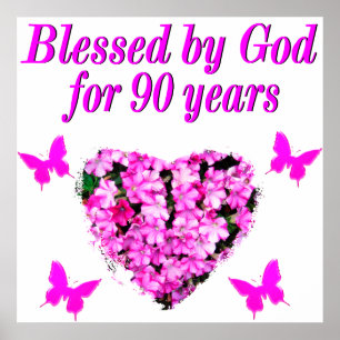 PÓSTER BONITO 90.ª FLORAL DE CUMPLEAÑOS