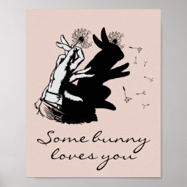 Póster Bonito amor lindo Bunny Pun negro pato
