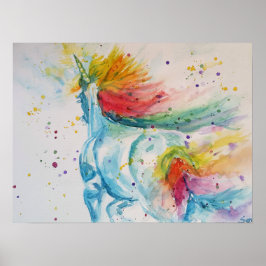 Póster Bonito Arcoíris Mi Caballo es un Unicornio