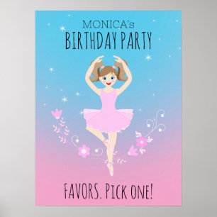 Póster Bonito Ballerina chica Fiesta de cumpleaños