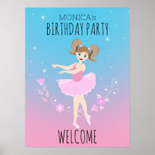 Póster Bonito Ballerina chica Fiesta de cumpleaños