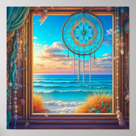 Póster Bonito Beachy Dreamcatcher en Ventana