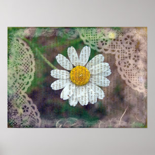 Póster Bonito Como Medios Mixtos De Daisy