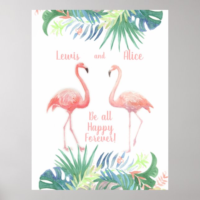 Póster Bonito cuento de hadas para dos flor tropical flam (Frente)