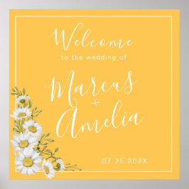 Póster Bonito daffodil amarillo y blanco Daisies Boda