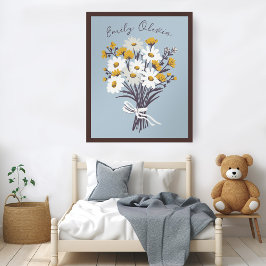 Póster Bonito Daisy Bouquet Retro PERSONALIZADO moderno N