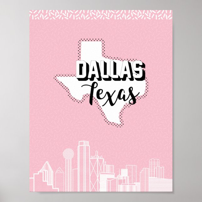 Póster Bonito de Dallas en rosa (Frente)
