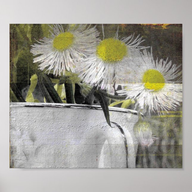 Póster Bonito de vida rosada en la taza de té (Frente)