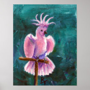Póster Bonito en poster del Cockatoo rosado