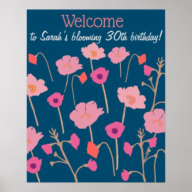 Póster Bonito Floral moderna 30 Fiesta (Frente)