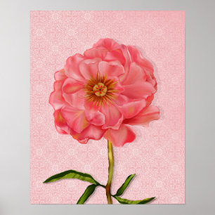 Póster Bonito floral Peony Rosa Flower Art