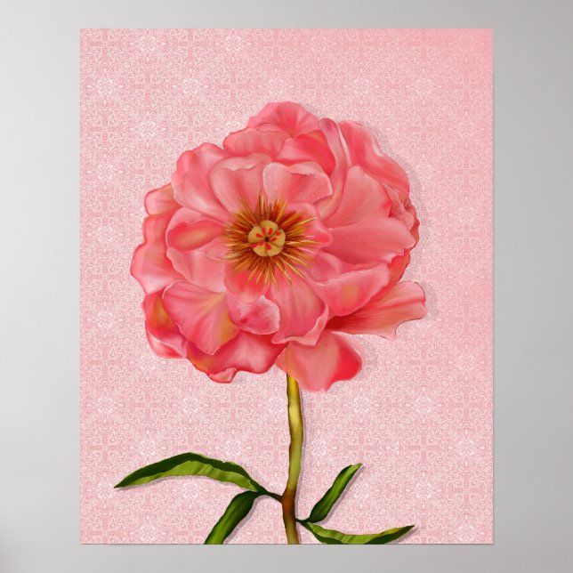 Póster Bonito floral Peony Rosa Flower Art (Frente)
