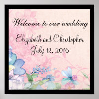 Bonito Floral rosa y azul bienvenida a nuestro Bod