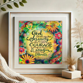 Póster Bonito Floral Serenity Prayer Inespiritualidad ama