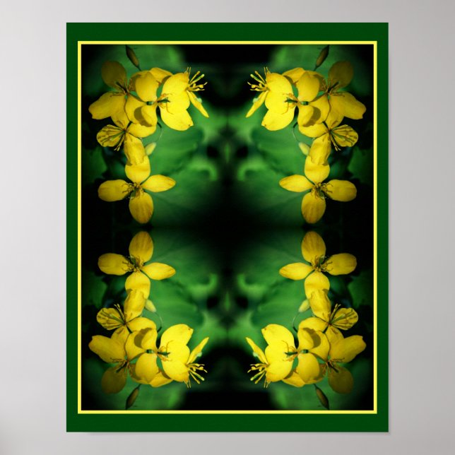 Póster Bonito Flores silvestres amarillas Resumen (Frente)