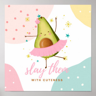 Póster Bonito Girly Kawaii Aguacate Ballerina Los Slave