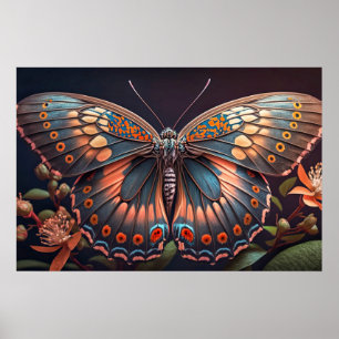 Póster Bonito Ilustracion de mariposa de color creativo