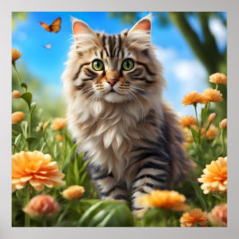 Póster Bonito jardín de gatos