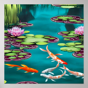 Póster Bonito Koi Pond