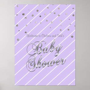 Póster Bonito Lavender y Silver Baby Shower