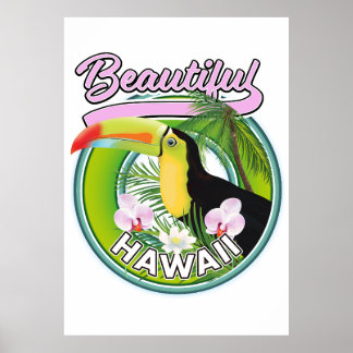 Póster bonito logotipo de viaje en Hawái