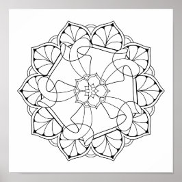 Póster Bonito Mandala Poster de Coloración para Adultos