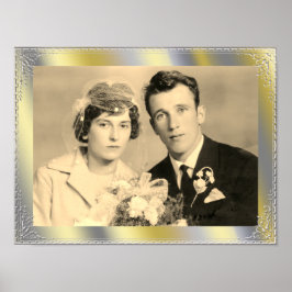 Póster Bonito marco de borde dorado plateado foto persona