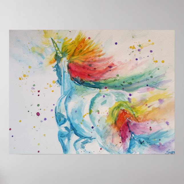 Póster Bonito Mi Caballo es un Unicornio Arcoíris (Frente)