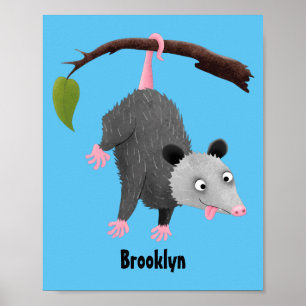 Póster Bonito opossum colgando de un personalizado de suc