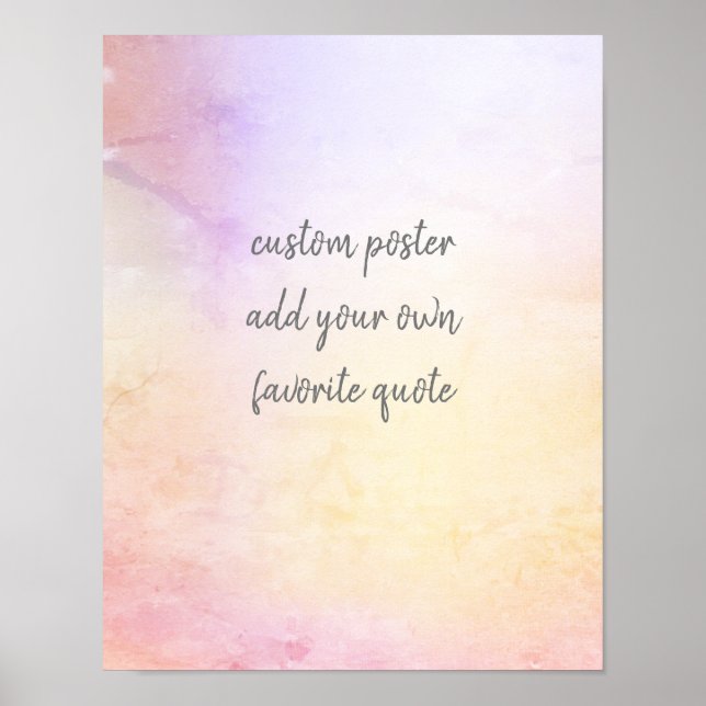Póster bonito pastel añade tu texto personalizado rosa y  (Frente)